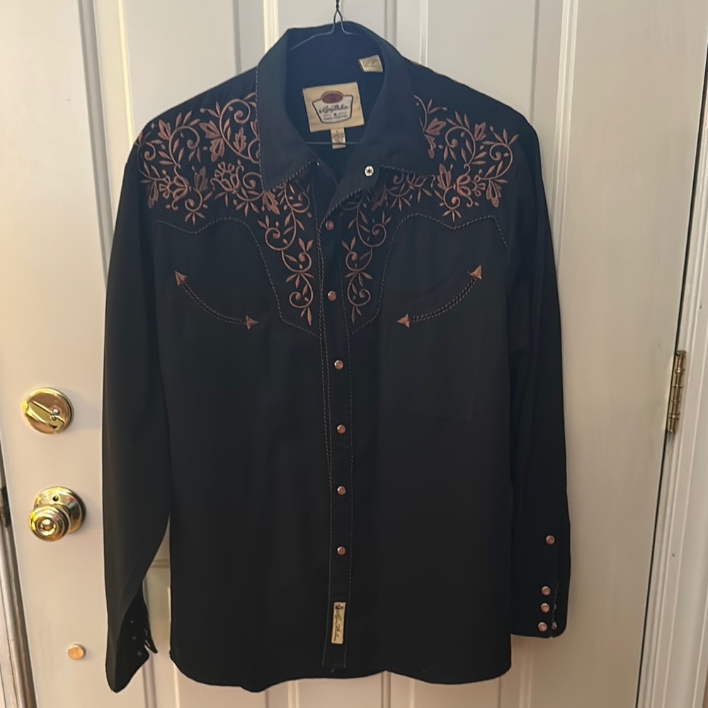 COPY - Black Western Shirt with Embroidered Details